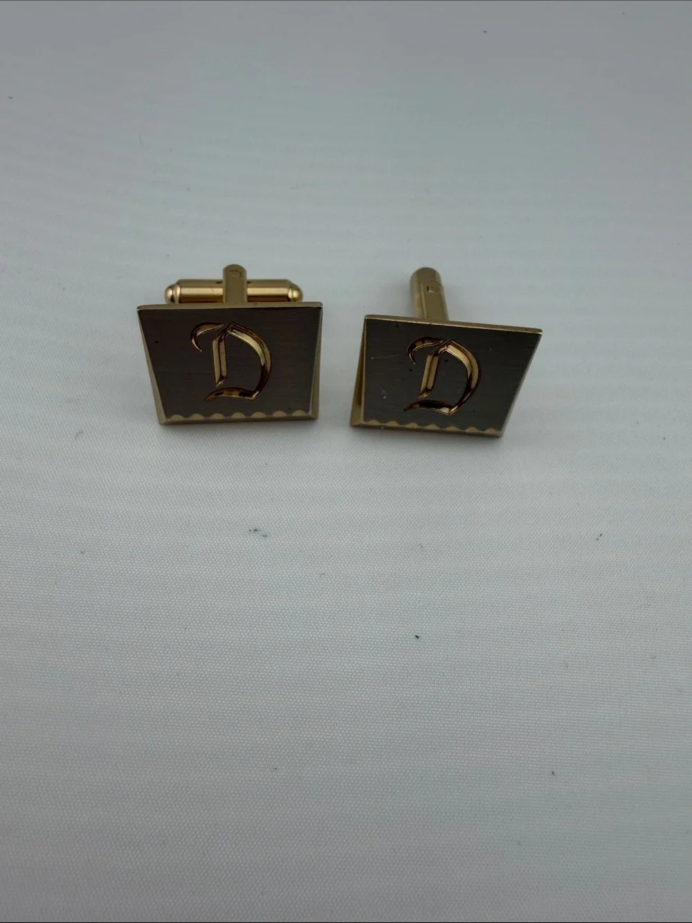 Vintage Gold-Tone 'D' Initial Square Cufflinks for Men